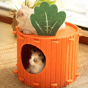 Carrot Cat Tunnel Bed Cozy Felt Pet Nest with Sturdy Design