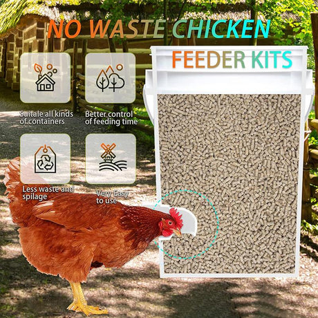 Easy-to-Assemble Weatherproof Chicken Feeder with Gravity-Feed Mechanism