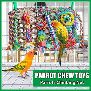 Parrot Bite Toy Grass Net Color Braided Tube Luffa Grass Silk Paper Bite Toy Cage Landscape Cross-border