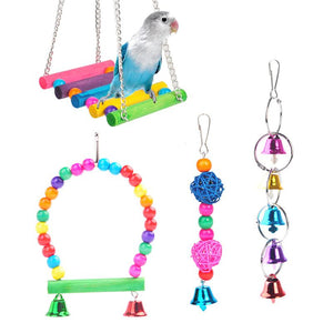 5PCS Parrot Hanging Swing Bird Toy Harness Cage Ladder Parakeet Cockatiel Budgie