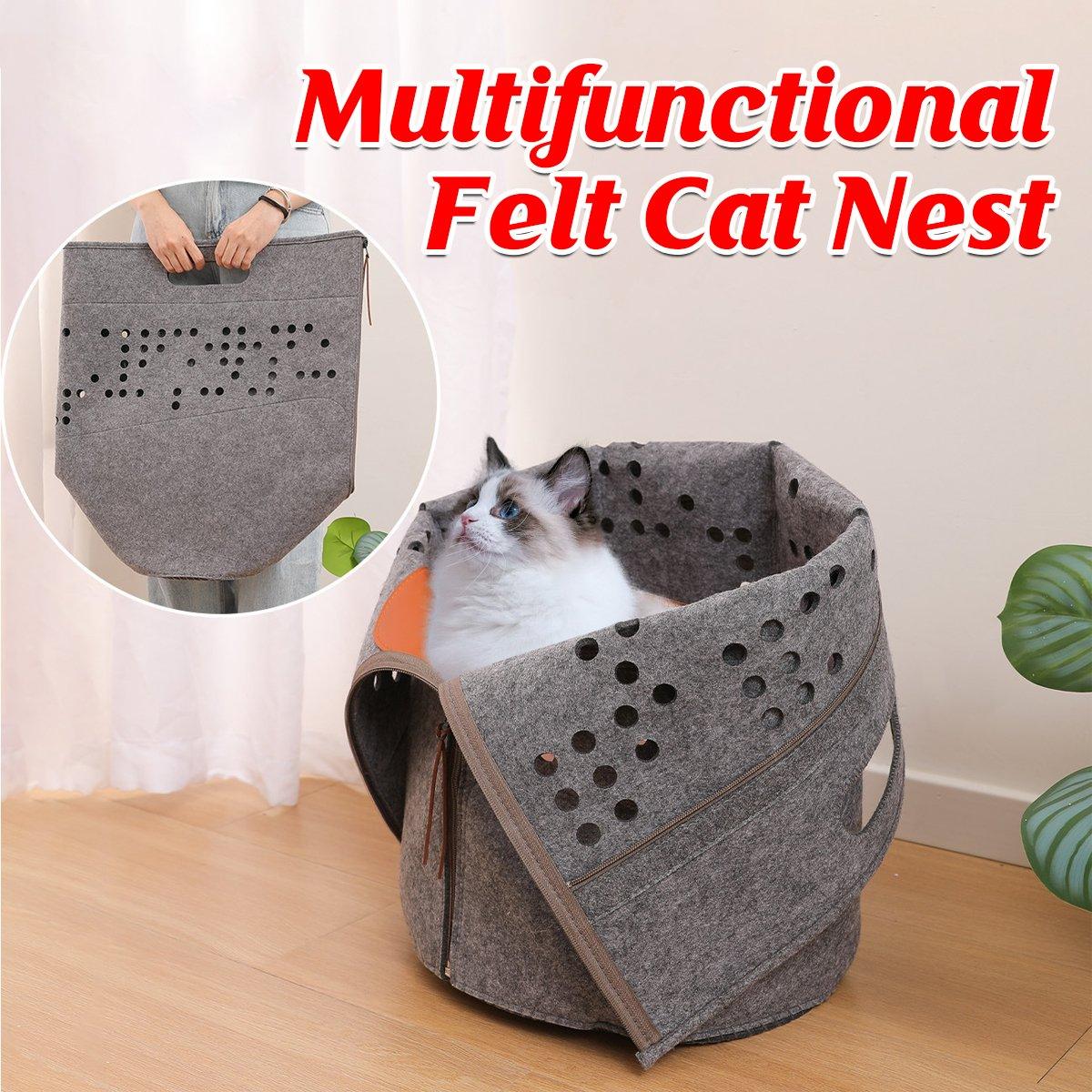 Foldable Felt Pet Nest Comfortable All-Season Bed for Cats & Small Dogs