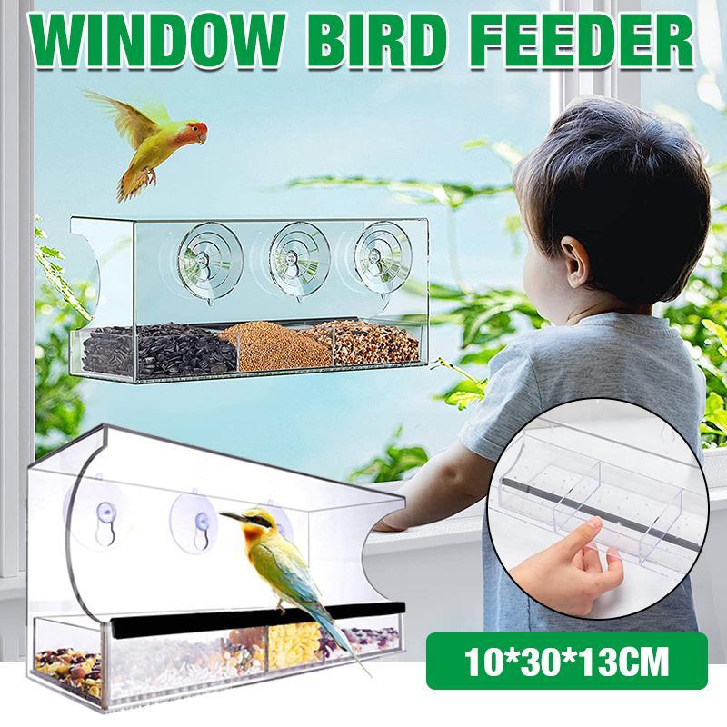 Clear Acrylic Window Bird Feeder 10x30x13cm