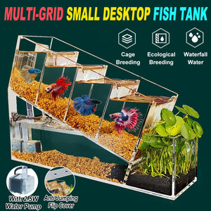 Acrylic Desktop Ecological FishTank Multi-Grid Isolation Self-circulating Water