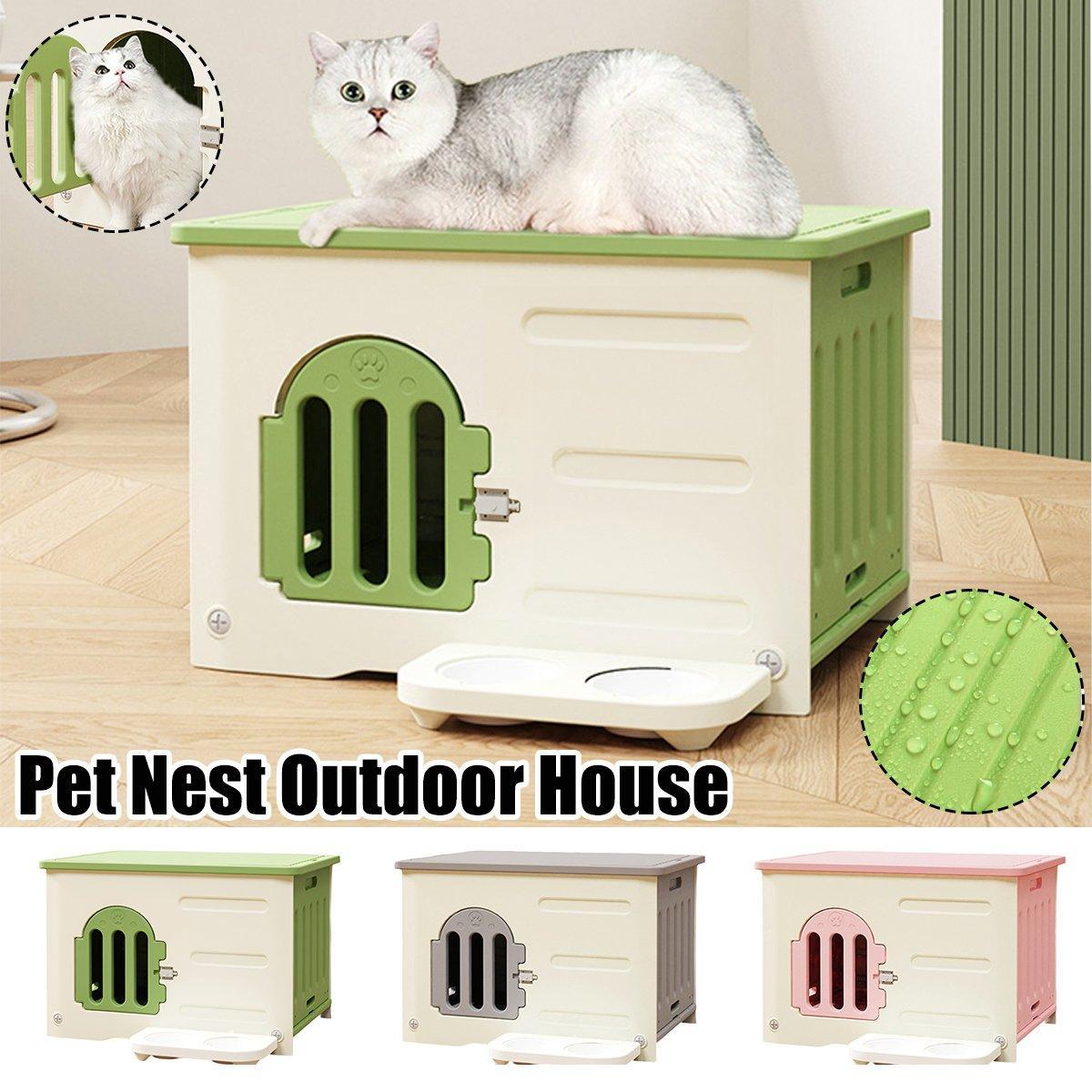 Weatherproof Cat Nest Dog House Outdoor Shelter for Small Pets Winter Protection