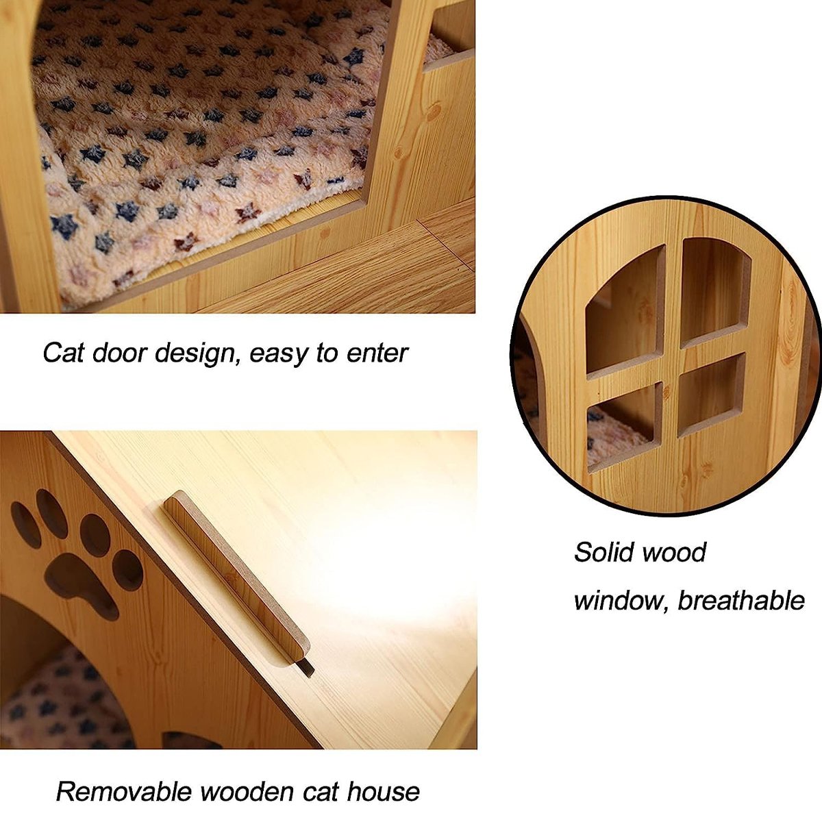 Outdoor Wooden Dog Cat House Villa Style Pet Shelter Weatherproof for Garden