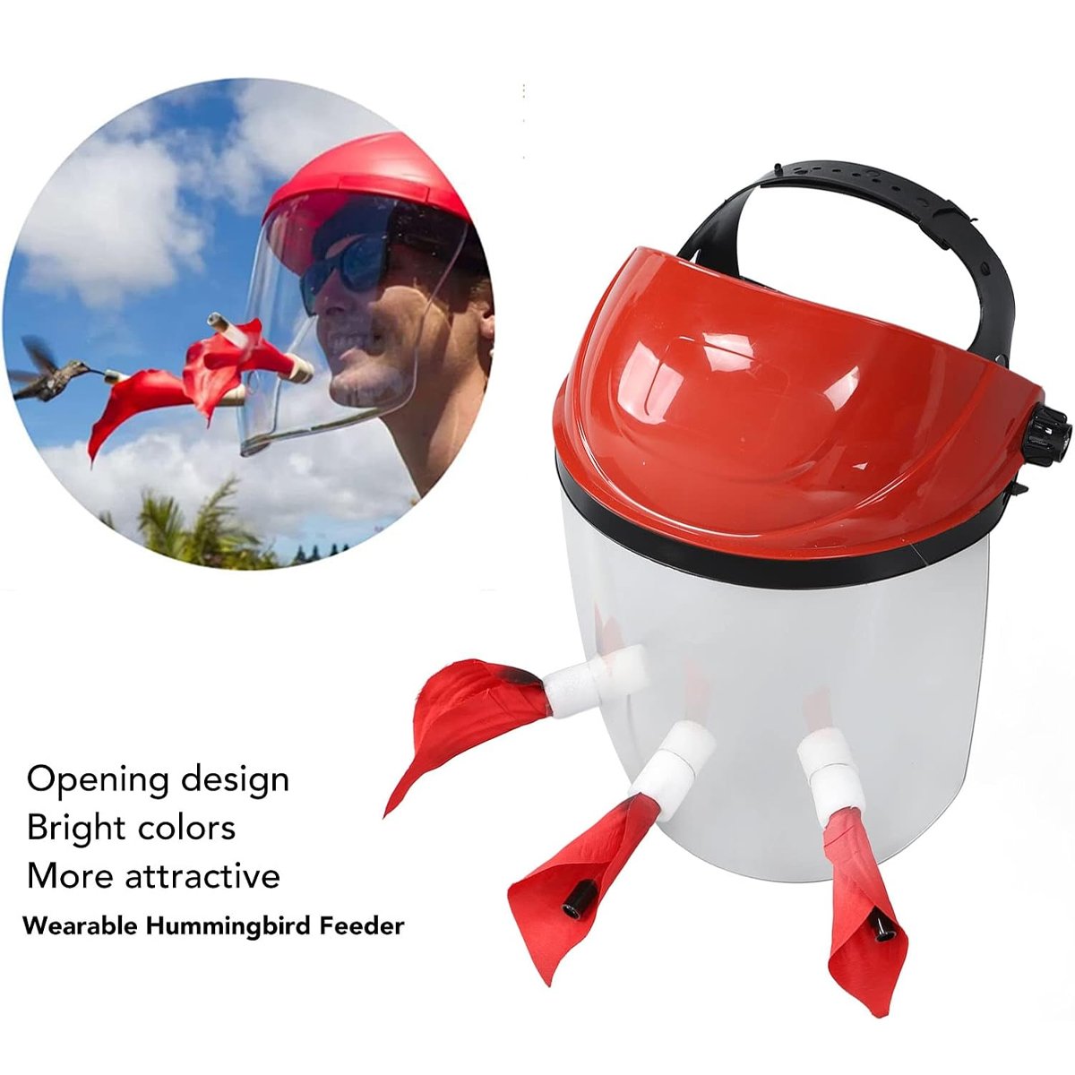 Interactive Hands-Free Hummingbird Feeder Helmet