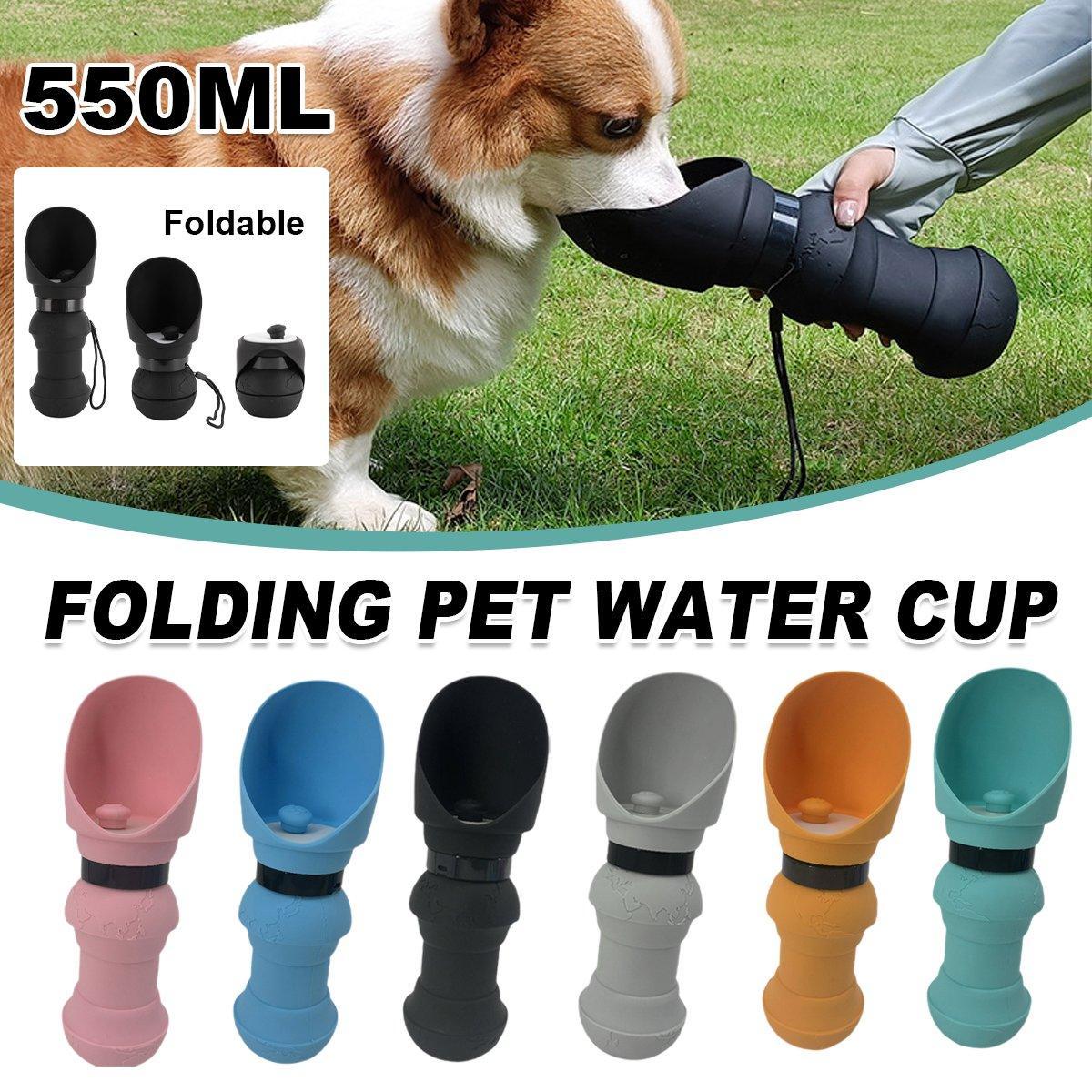 550ml Dog Outdoor Water Cup Pet Travel Kettle Pet Out Folding Water Cup