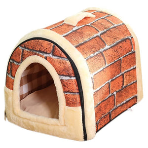 Pet Dog House Kennel Soft Igloo Beds Cave Cat Puppy Bed Doggy Warm Cushion Fold