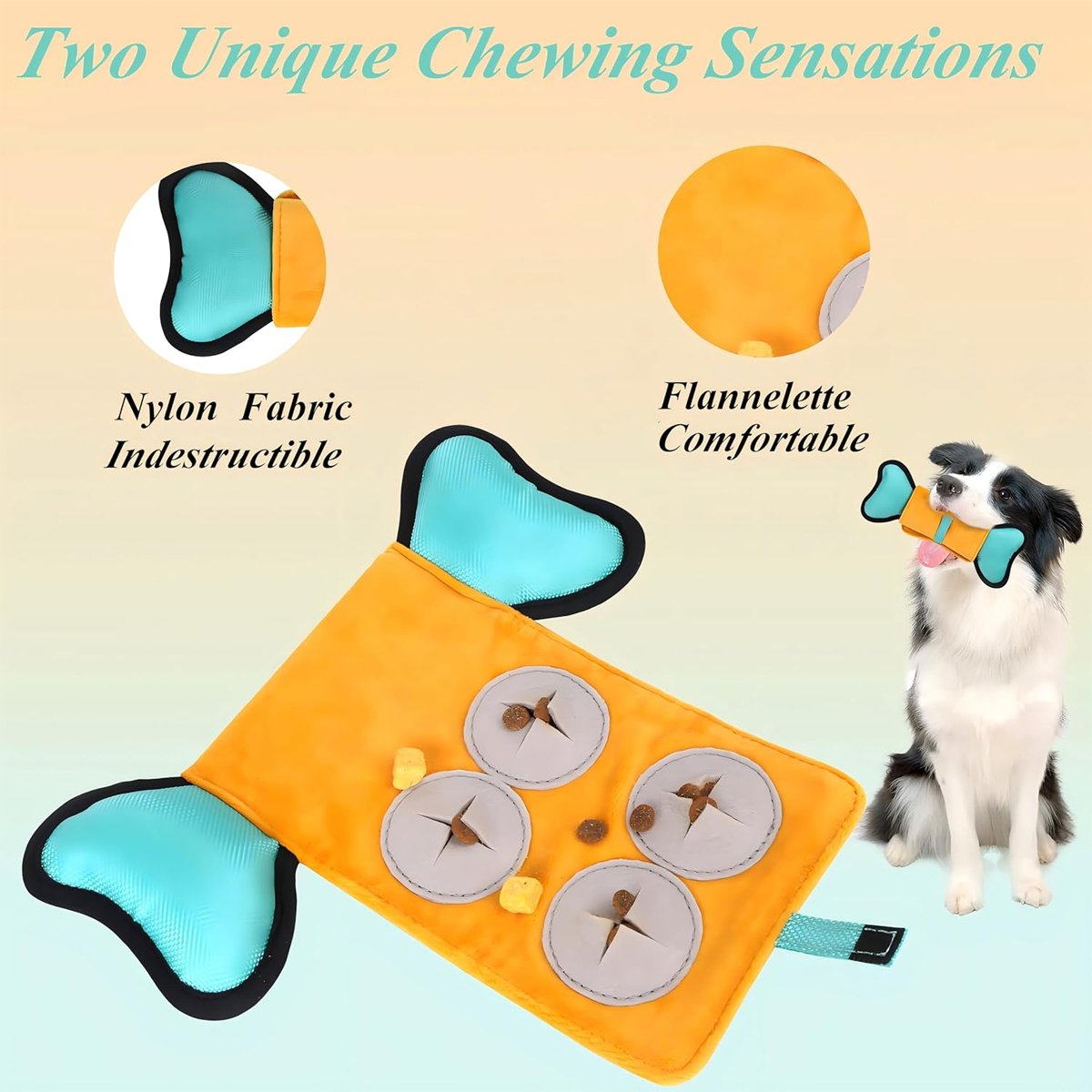 Interactive Canvas Dog Toy with Treat Pockets Crinkle Sound