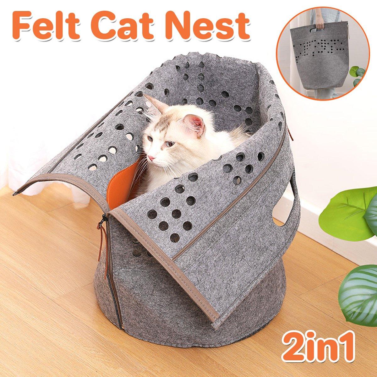 Foldable Felt Pet Nest Comfortable All-Season Bed for Cats & Small Dogs