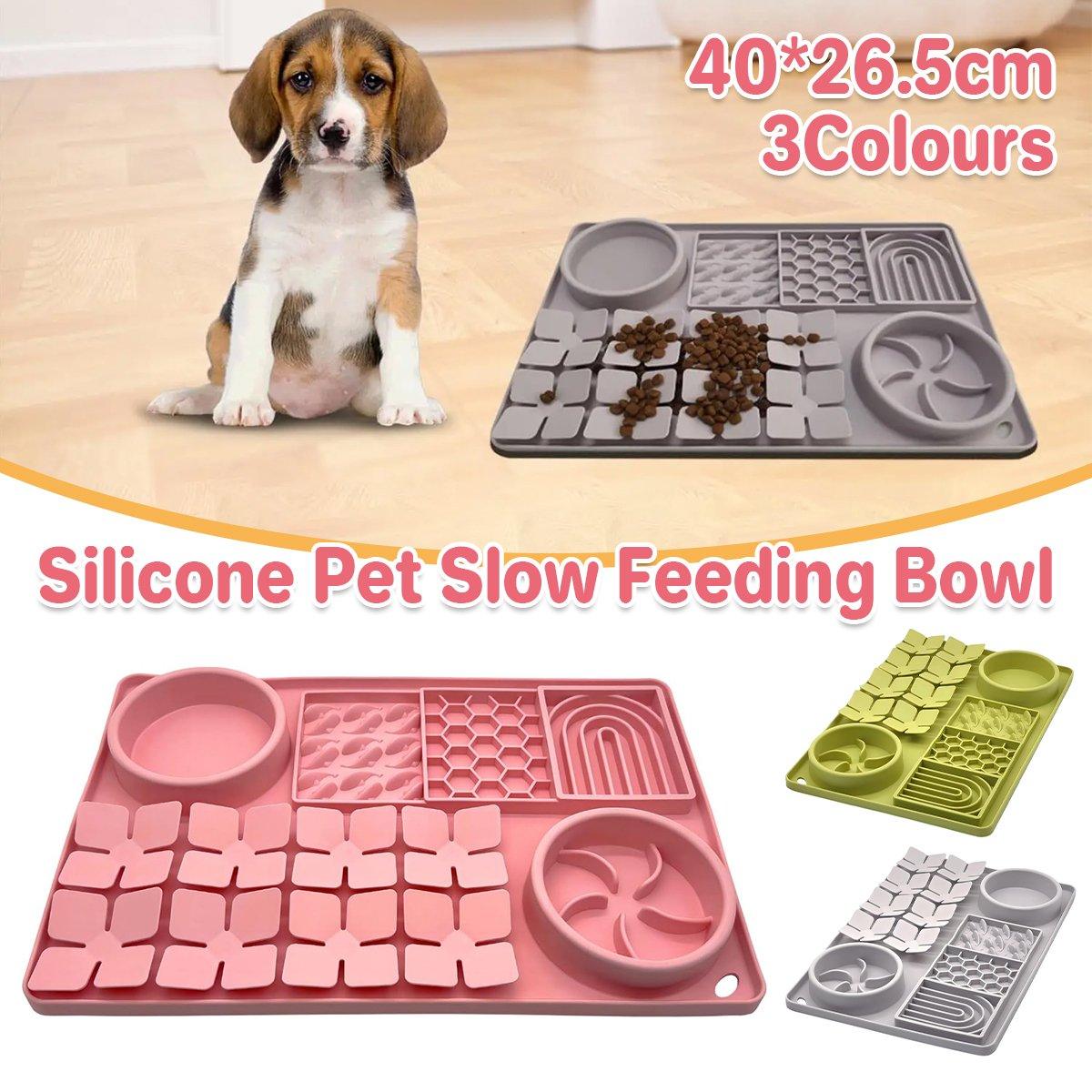 Silicone Pet Slow Feeder Mat 4-in-1 Anti-Choking Bowl for Dogs & Cats