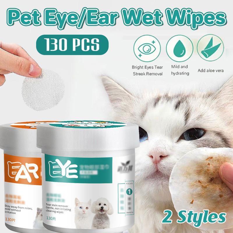 130pcs Pet Eye and Ear Cleaning Wipes Effective Dog and Cat Tear Stain Remover