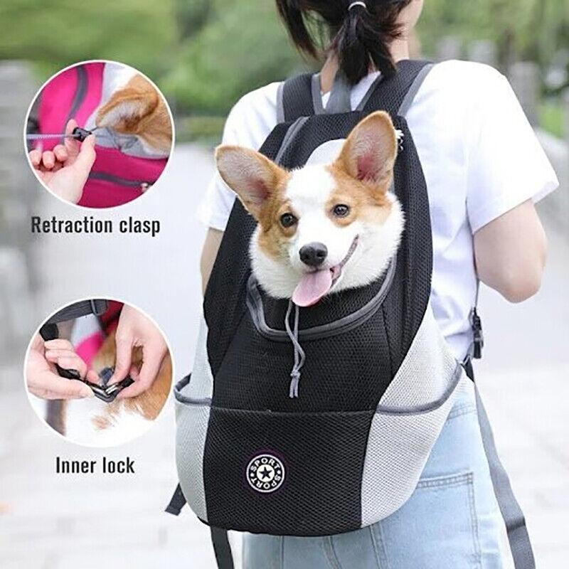 Dog Front Carrier Backpack Puppy Travel Mesh Pet Dog Carrier Backpack Black