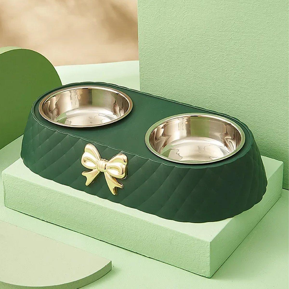 Stainless Steel Double Pet Bowl Non-Slip Anti-Knock Dog Cat Feeder