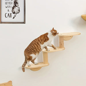 Solid Wood Wall-Mounted Cat Climbing Tree Space-Saving Cat Playground