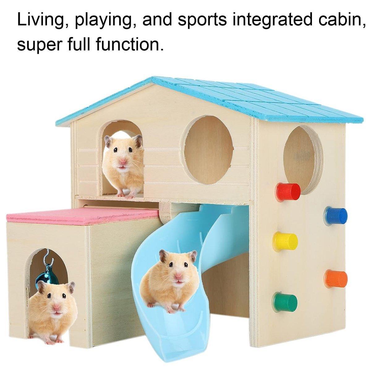 Small Pet Wooden House with Slide & Ladder