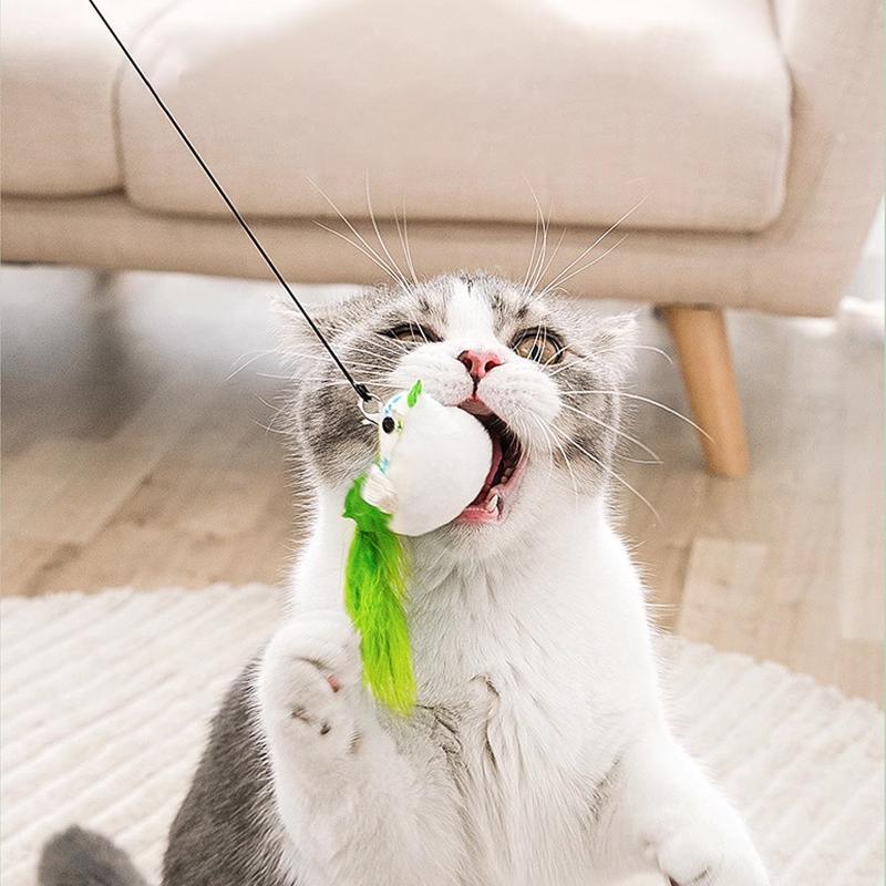 Interactive Bird Teaser Cat Toy - Wand Stick with Suction Cup for Playtime