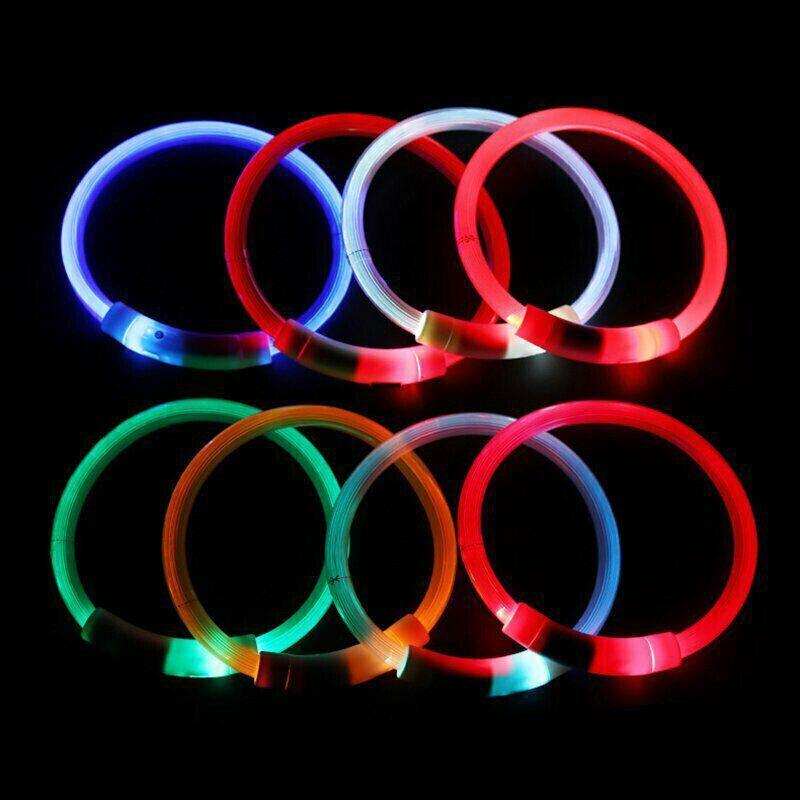 USB Rechargeable LED Dog Collar Night Glow Flashing Light Up Safety Pet Collars