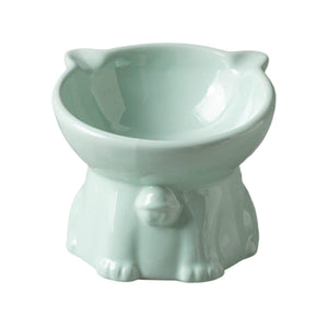 Tilted Ceramic Cat Bowl Ergonomic Design