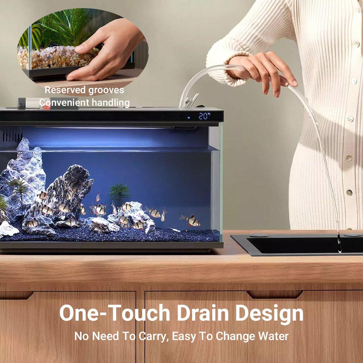 Smart Remote Control Fish Tank with Automatic Feeding for Living Room Aquarium