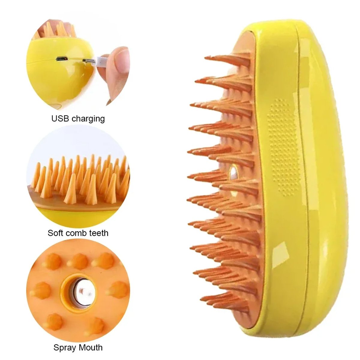 3-in-1 Steamy Pet Brush - Electric Spray Brush for Cats and Dogs