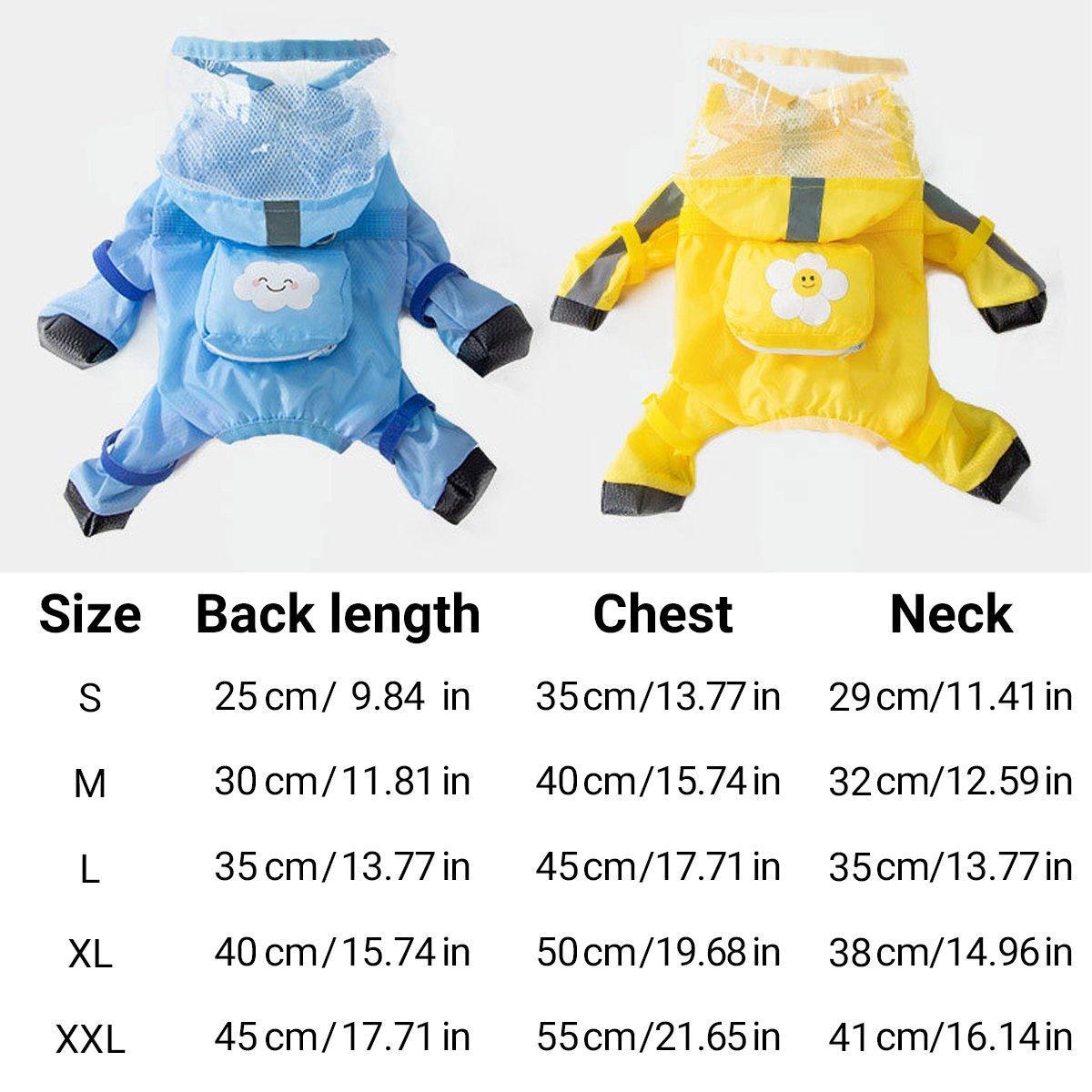 Waterproof Dog Raincoat with Feet Full Coverage Pet Rainy Clothes for Small Dogs