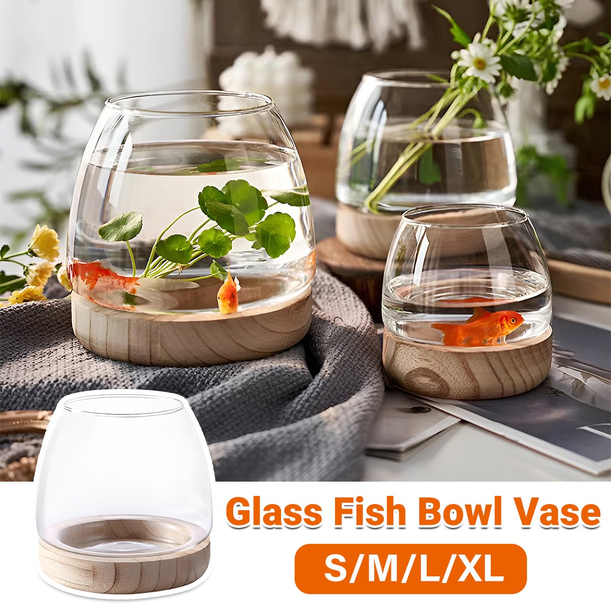 Decorative Glass Vase Fish Tank for Small Aquariums