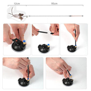 Interactive Bird Teaser Cat Toy - Wand Stick with Suction Cup for Playtime