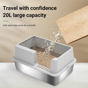 Stainless Steel Cat Litter Box Leak-proof Sand Large Space Litter Box