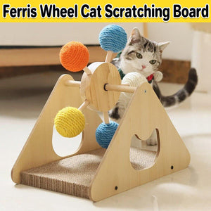 Ferris Wheel Cat Scratching Board With Sisal Balls for Play and Exercise