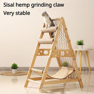 Multifunctional Cat Climbing Frame Hammock Scratching Post & Play Ball