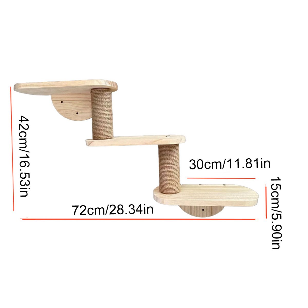 Solid Wood Wall-Mounted Cat Climbing Tree Space-Saving Cat Playground