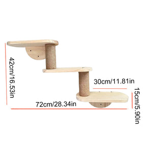 Solid Wood Wall-Mounted Cat Climbing Tree Space-Saving Cat Playground