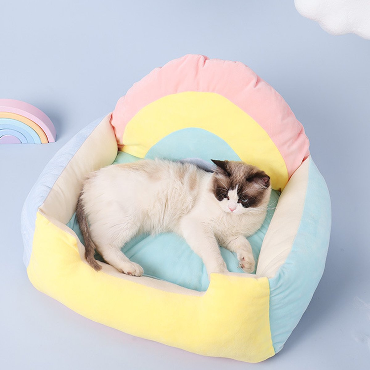 Rainbow Cat Sofa Semi-closed Four Seasons Cat Bed Mat Kennel Pet Supplies