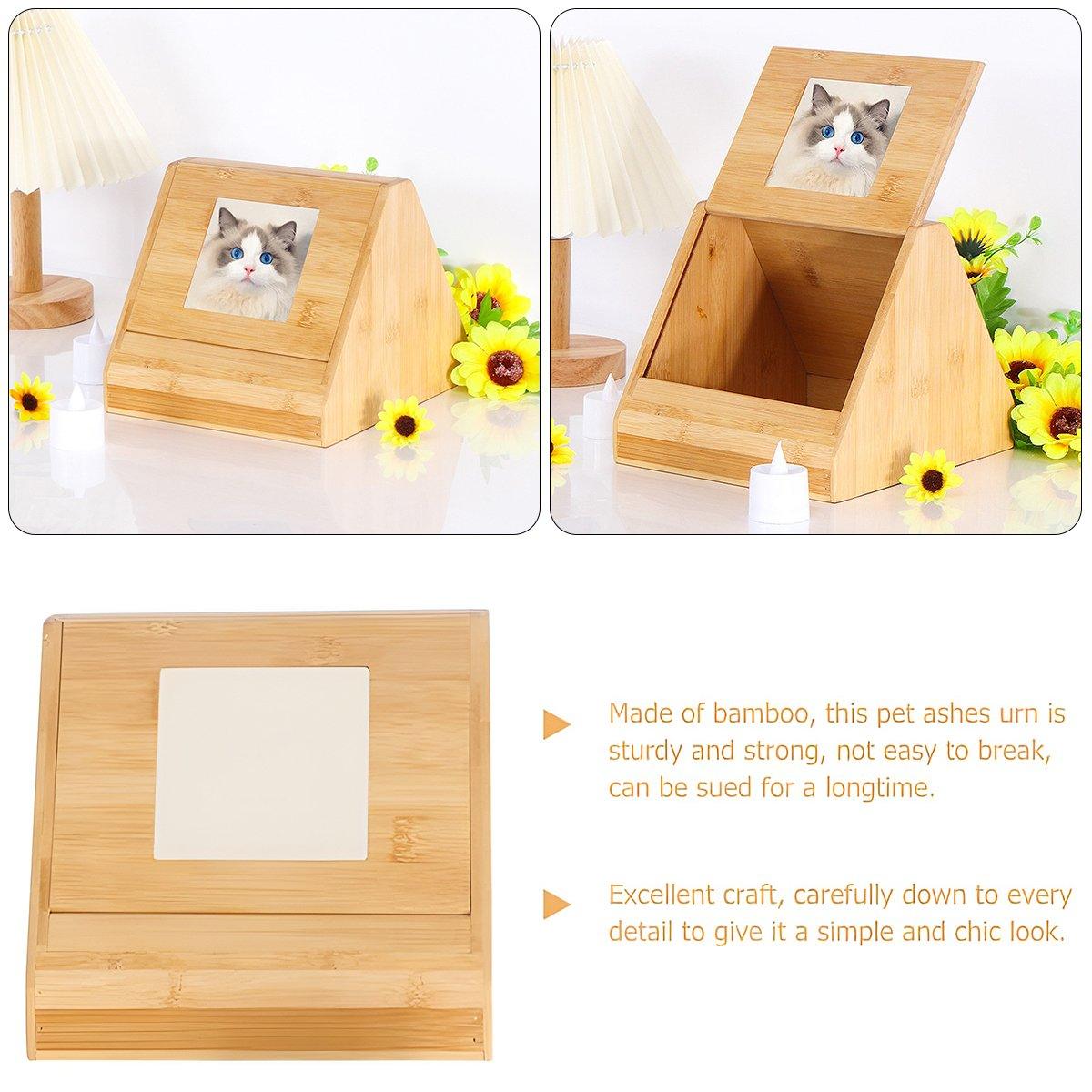 Wooden Pet Memorial Urn for Ashes with Photo Frame