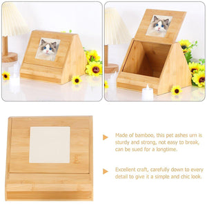 Wooden Pet Memorial Urn for Ashes with Photo Frame