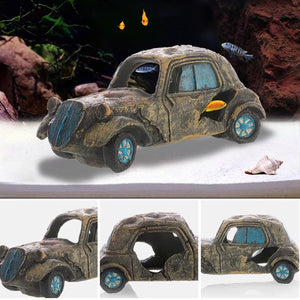 Aquarium Rocks Aquarium Decoration Resin Car Wreck Fish Shrimp Escape House