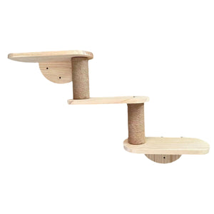 Solid Wood Wall-Mounted Cat Climbing Tree Space-Saving Cat Playground