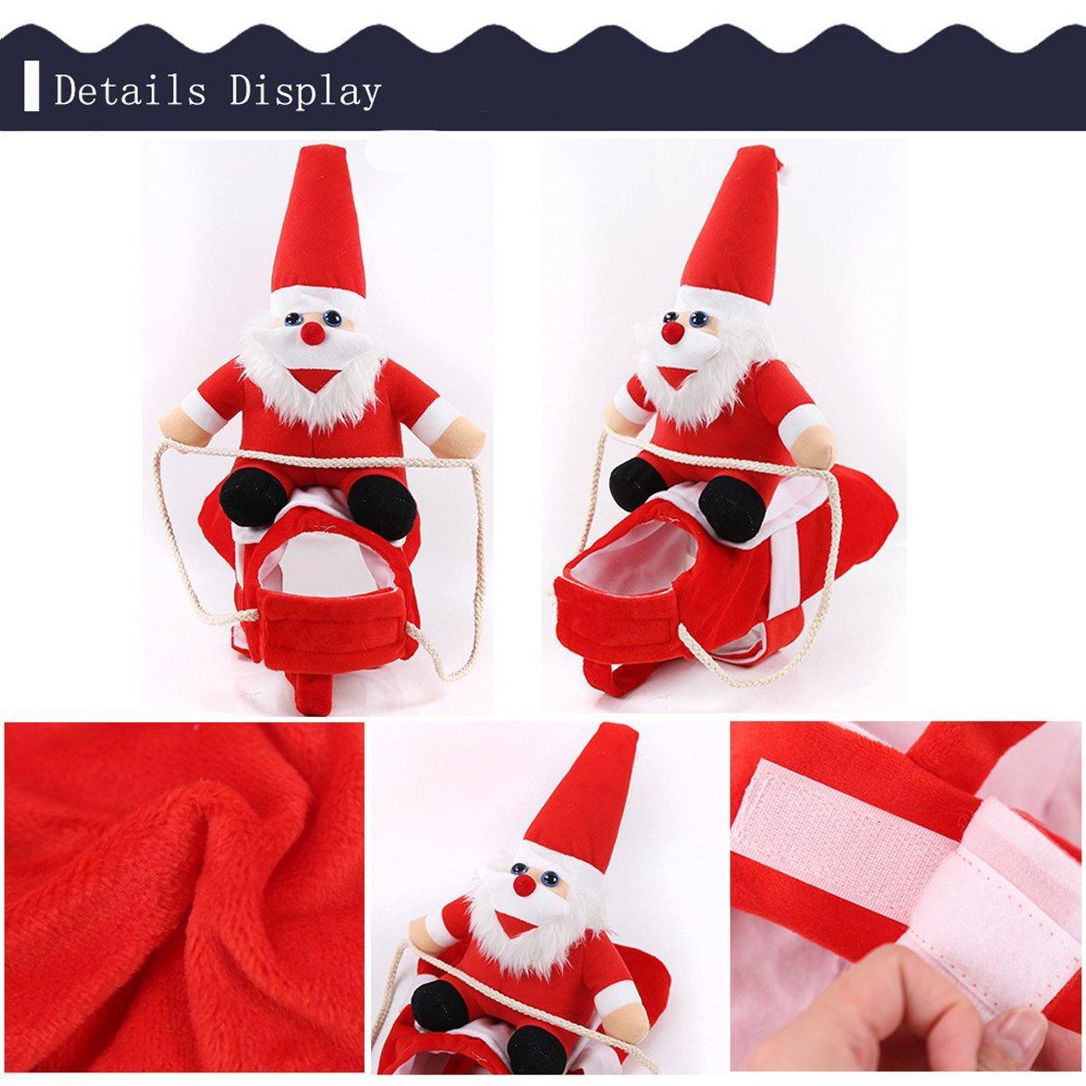 Santa Claus Pet Costume Dog Cat Funny Riding Suit Christmas Holiday Outfit Wear