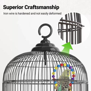 Round Bird Cage Metal Cage Large Pet Birdcage Indoor Outdoor Parrot Hamster