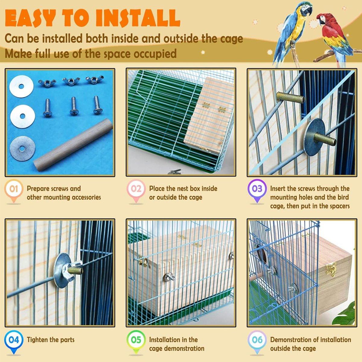 Right Opening Wooden Breeding Box for Small Birds Durable & Spacious