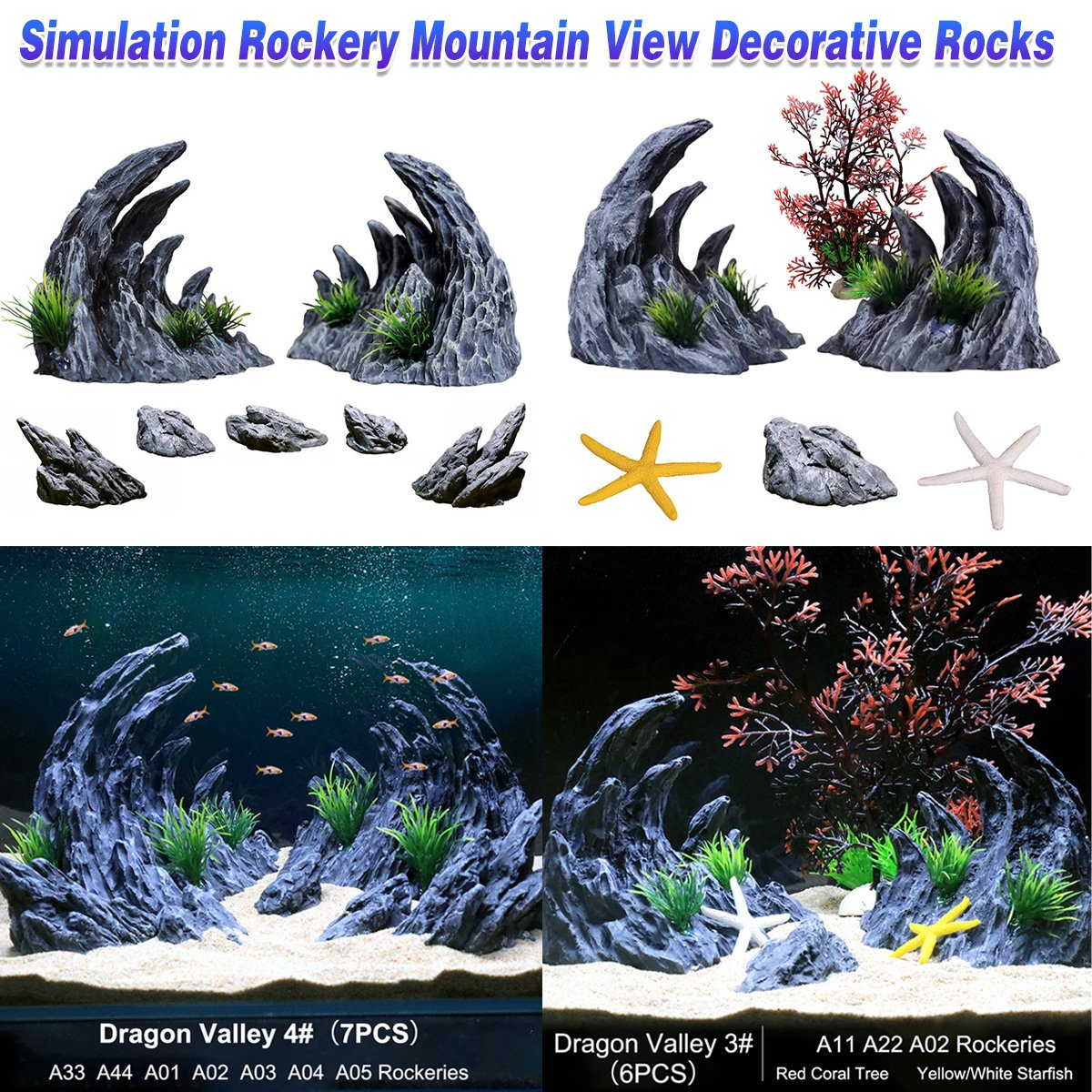 Aquarium Resin Dragon Stone Rock - Decorative Ornaments for Fish Tank