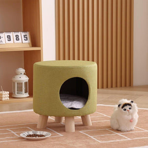 Wooden Cat Stool House Bench Pet Furniture Comfortable Cat Bed for Rest and Play