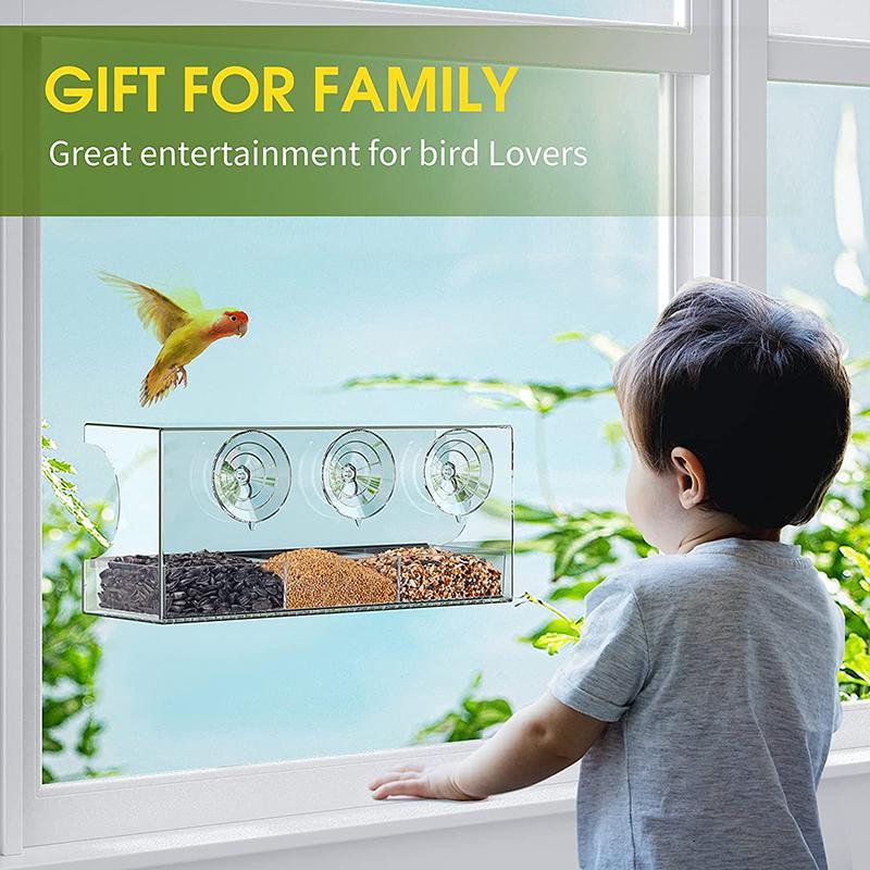 Clear Acrylic Window Bird Feeder 10x30x13cm