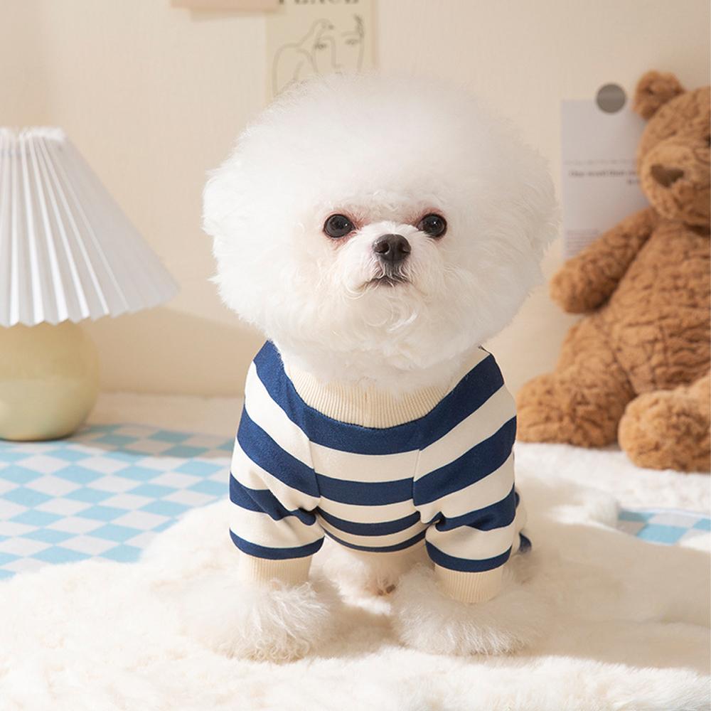 Cute Bear Striped Dog Coat Pet Outfit Cozy Pajamas for Pets