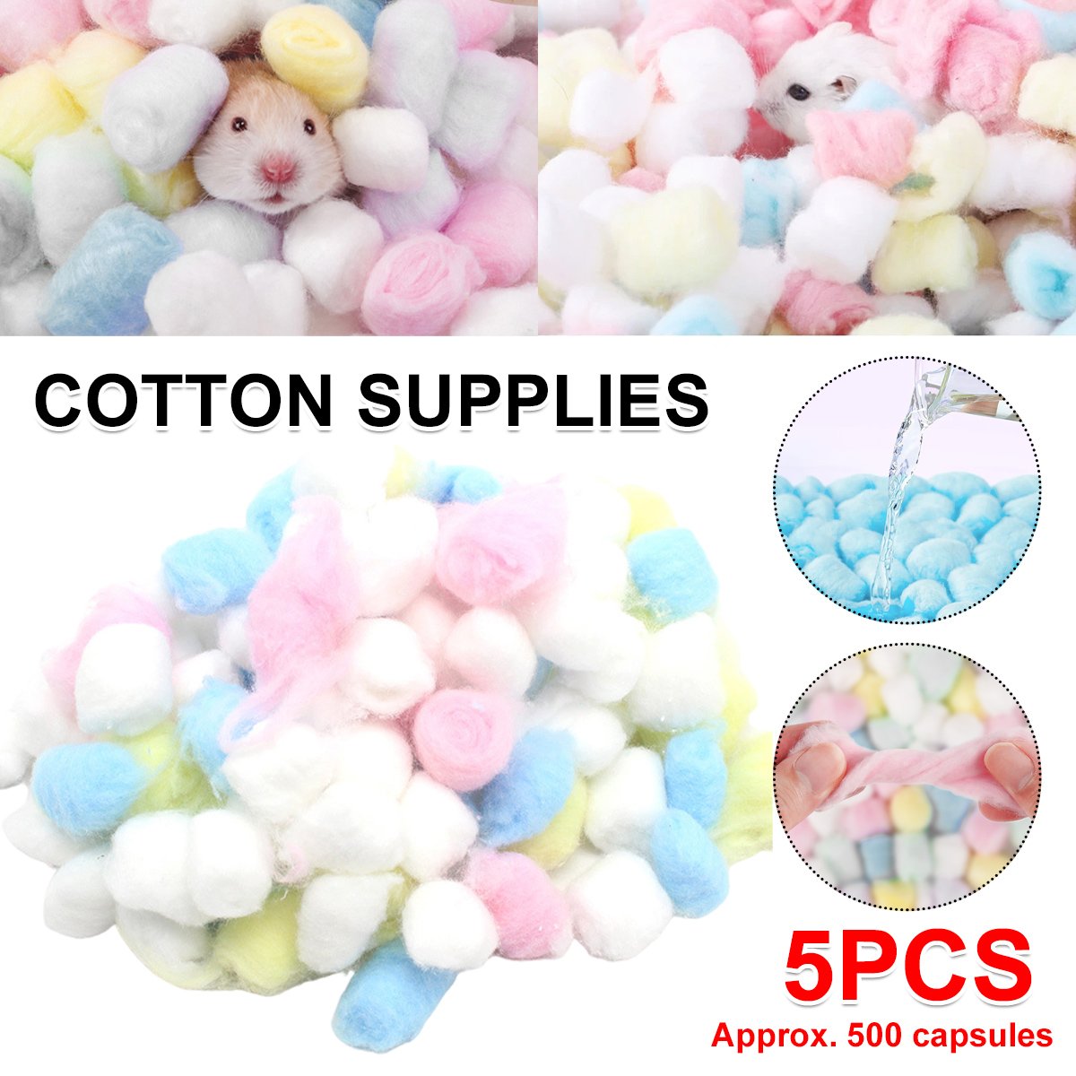 5pcs Hamster Winter Cotton Balls Quilt Toys Nest Accessories Warm Bedding