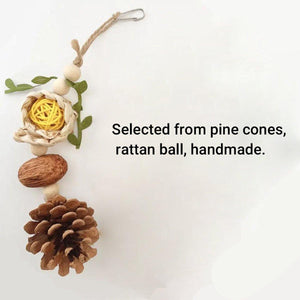 Parrot Chew Toys Bird Cage Accessories Hanging Pinecone Rattan Ball