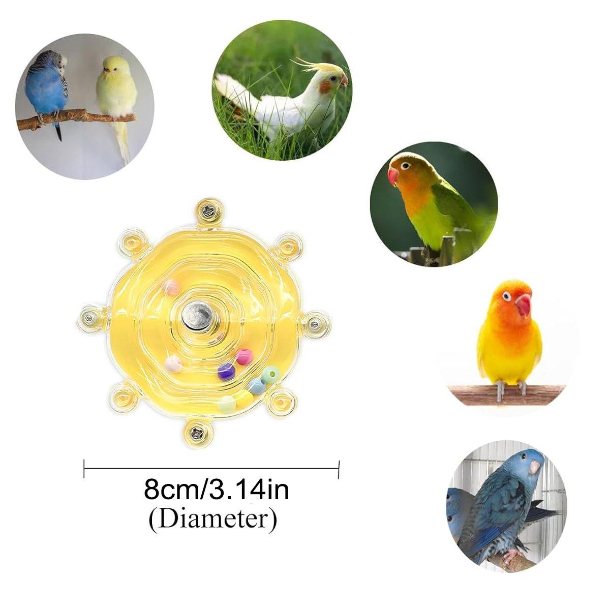 Colorful Rotating Bird Cage Toy Interactive Chewing Toy with Sound for Parrots