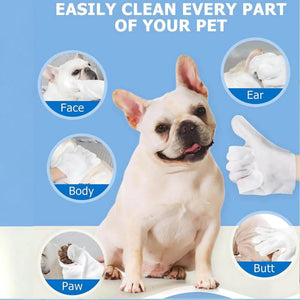 Cat Dog Cleaning Gloves Wipes Fur Disposable Glove Wipes Face Washing Grooming