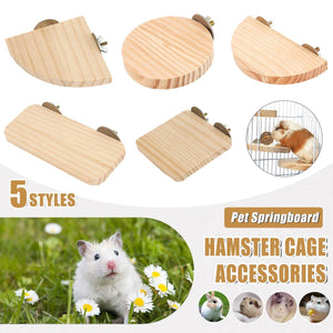 Natural Wooden Pet Platform Set – 5 Styles for Hamster Cage Customization